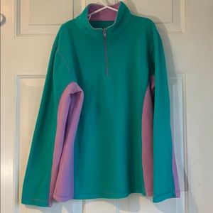 L.L. Bean 1/4 zip fleece size M 10-12 teal purple